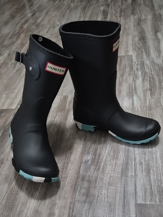 Hunter Shoes - Hunter Black Rain Boots with Aqua Trim
